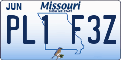 MO license plate PL1F3Z