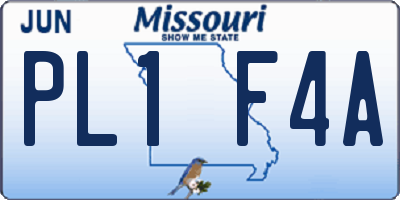 MO license plate PL1F4A