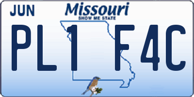 MO license plate PL1F4C