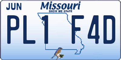 MO license plate PL1F4D