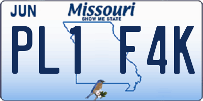 MO license plate PL1F4K