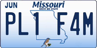 MO license plate PL1F4M