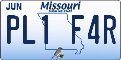 MO license plate PL1F4R