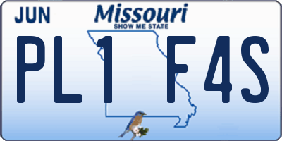 MO license plate PL1F4S