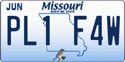 MO license plate PL1F4W