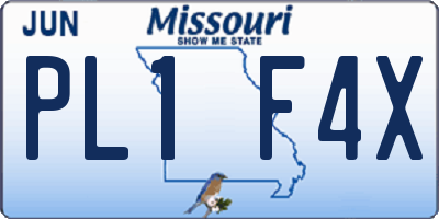 MO license plate PL1F4X