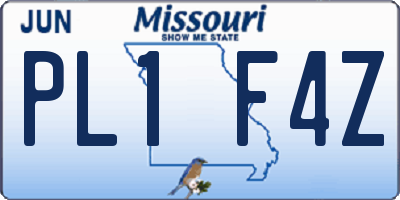 MO license plate PL1F4Z