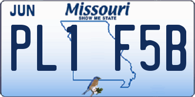 MO license plate PL1F5B