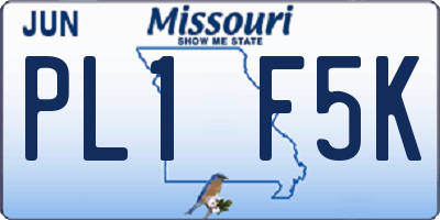 MO license plate PL1F5K