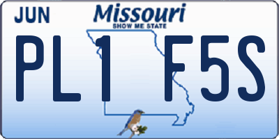 MO license plate PL1F5S