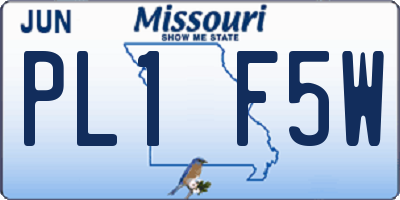 MO license plate PL1F5W