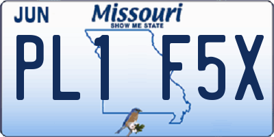 MO license plate PL1F5X