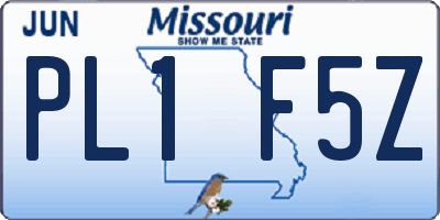 MO license plate PL1F5Z
