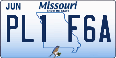 MO license plate PL1F6A