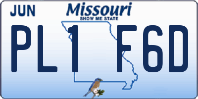 MO license plate PL1F6D