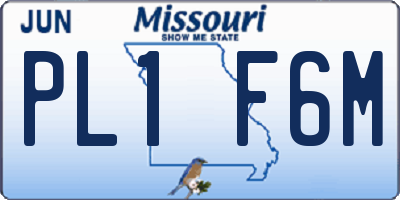 MO license plate PL1F6M