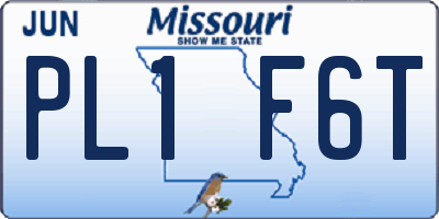 MO license plate PL1F6T