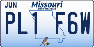 MO license plate PL1F6W