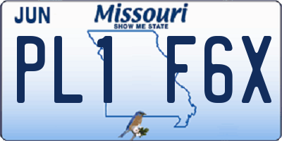 MO license plate PL1F6X