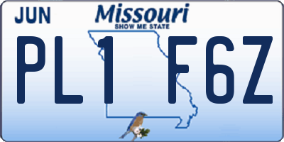 MO license plate PL1F6Z