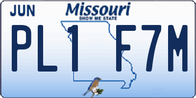 MO license plate PL1F7M