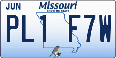 MO license plate PL1F7W