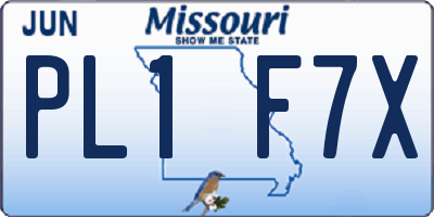 MO license plate PL1F7X