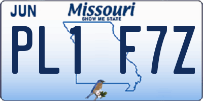 MO license plate PL1F7Z