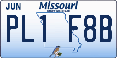 MO license plate PL1F8B