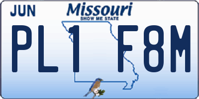 MO license plate PL1F8M