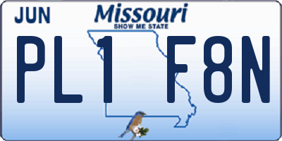 MO license plate PL1F8N
