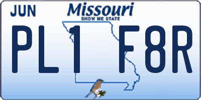 MO license plate PL1F8R