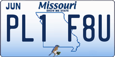 MO license plate PL1F8U