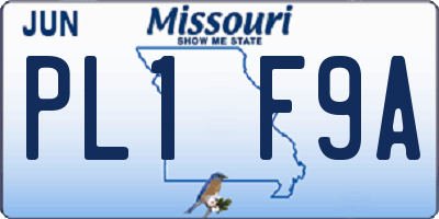 MO license plate PL1F9A