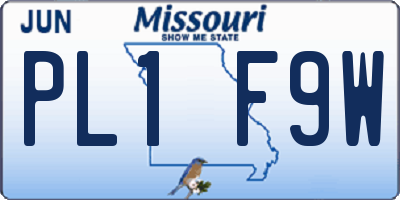 MO license plate PL1F9W