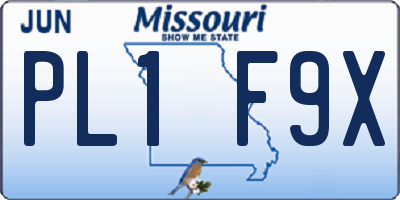 MO license plate PL1F9X