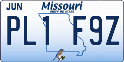 MO license plate PL1F9Z