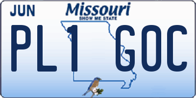 MO license plate PL1G0C
