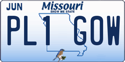 MO license plate PL1G0W