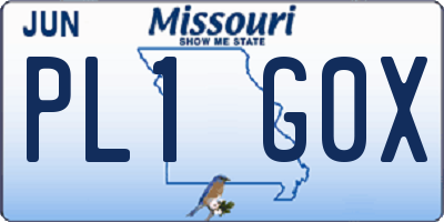 MO license plate PL1G0X