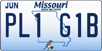 MO license plate PL1G1B