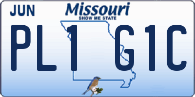 MO license plate PL1G1C