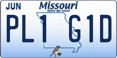 MO license plate PL1G1D