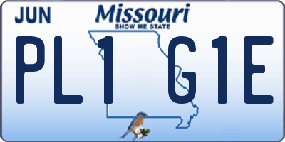 MO license plate PL1G1E