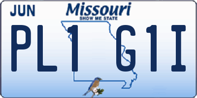 MO license plate PL1G1I