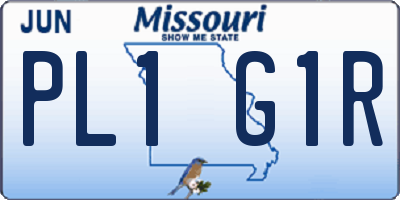 MO license plate PL1G1R