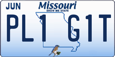 MO license plate PL1G1T