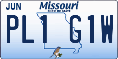 MO license plate PL1G1W