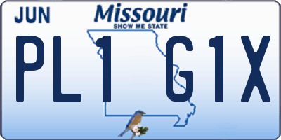 MO license plate PL1G1X