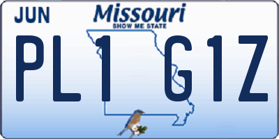 MO license plate PL1G1Z